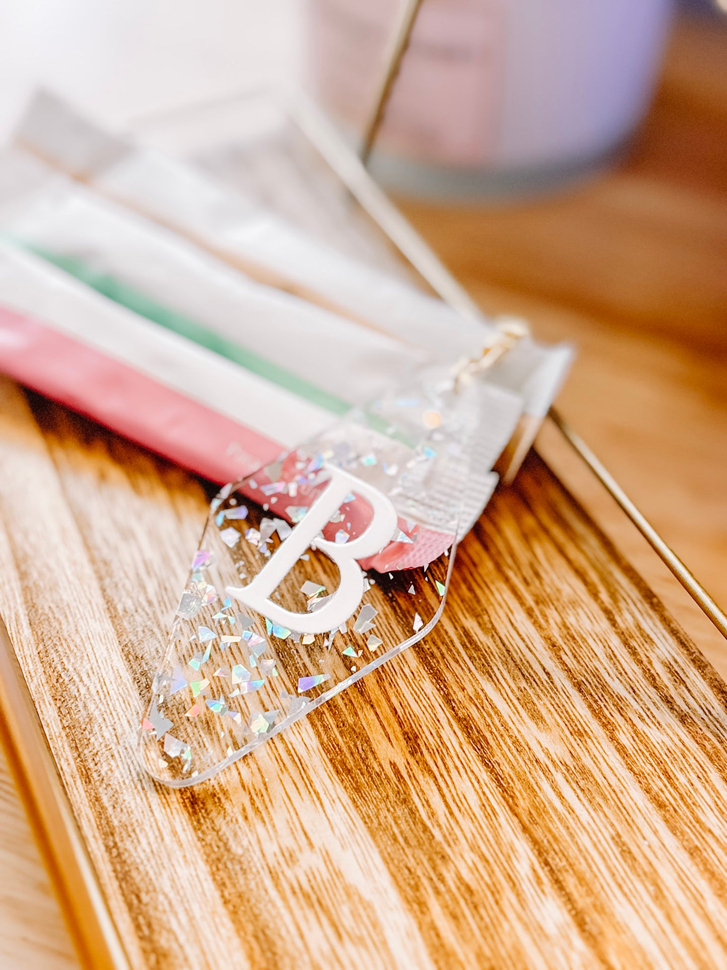 B-ellame chunky glitter clear keychain