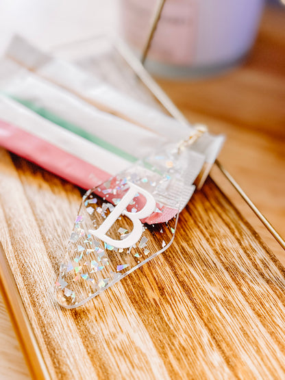 B-ellame chunky glitter clear keychain