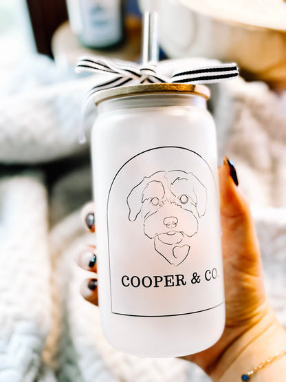 Cooper & Co. Frosted Glass Can Cup with Bamboo Lid & Straw