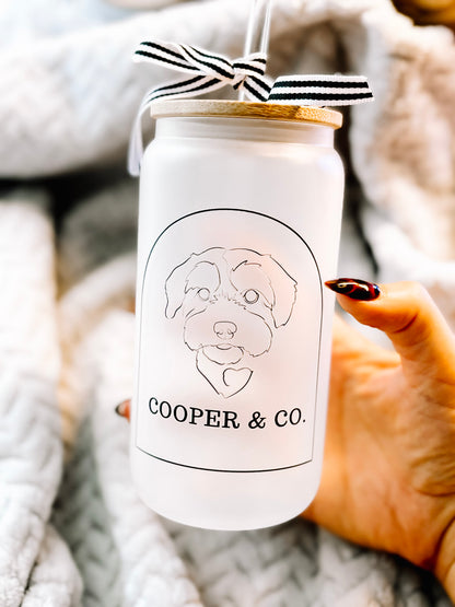 Cooper & Co. Frosted Glass Can Cup with Bamboo Lid & Straw