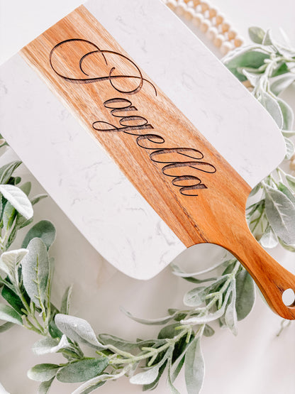 Personalized Charcuterie Board with Wooden Handle Cheese Knife Set