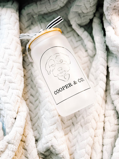 Cooper & Co. Frosted Glass Can Cup with Bamboo Lid & Straw