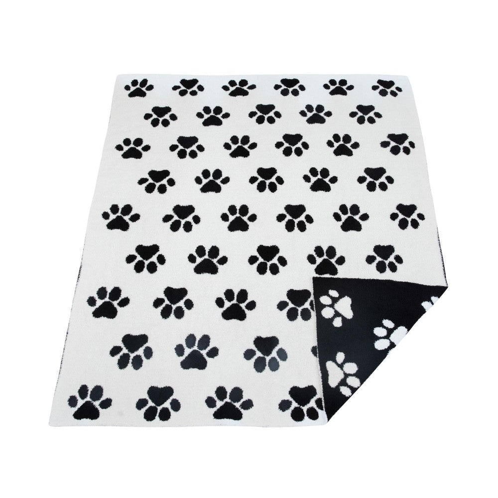 Dog Paw White & Black Blanket