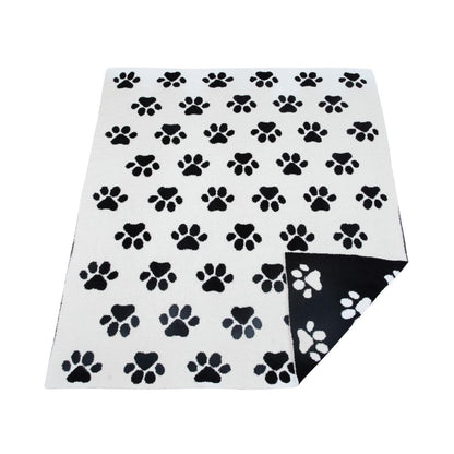 Dog Paw White & Black Blanket
