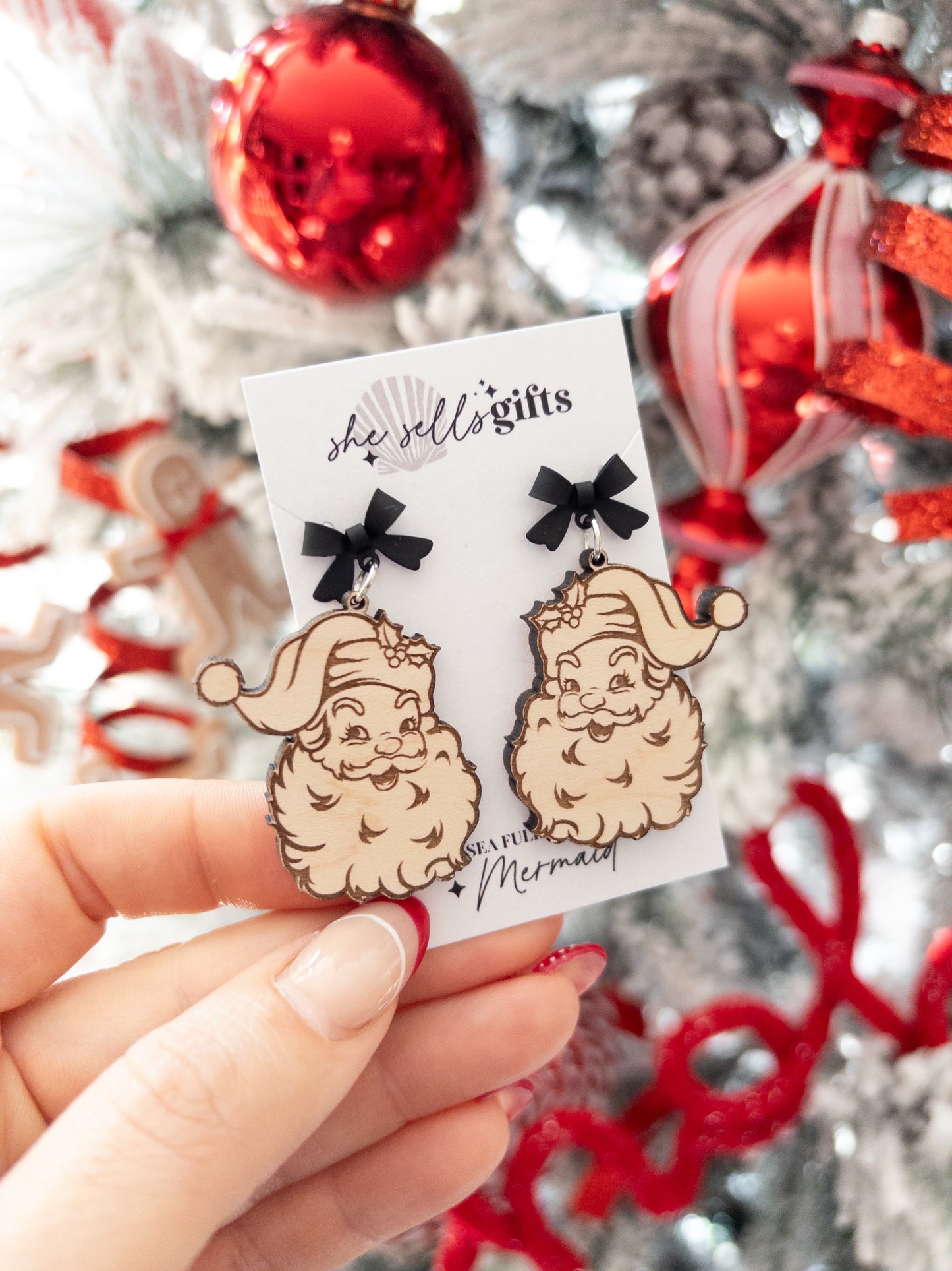 Vintage Retro Santa Earrings