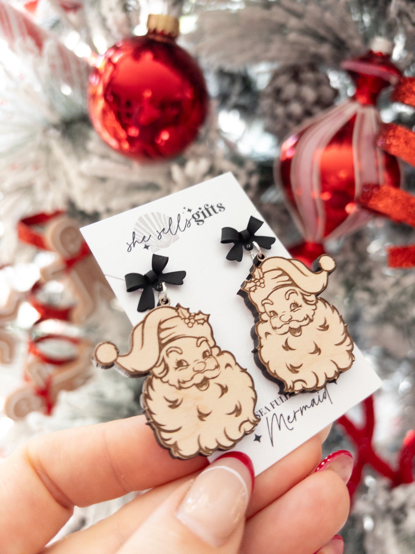 Vintage Retro Santa Earrings