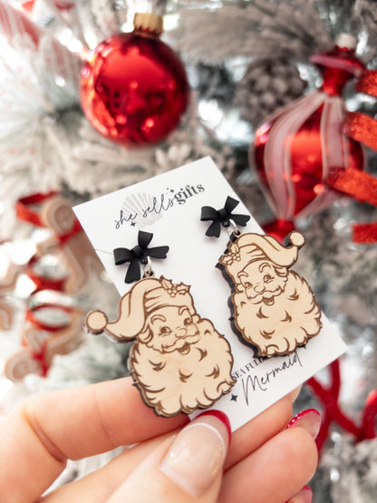 Vintage Retro Santa Earrings