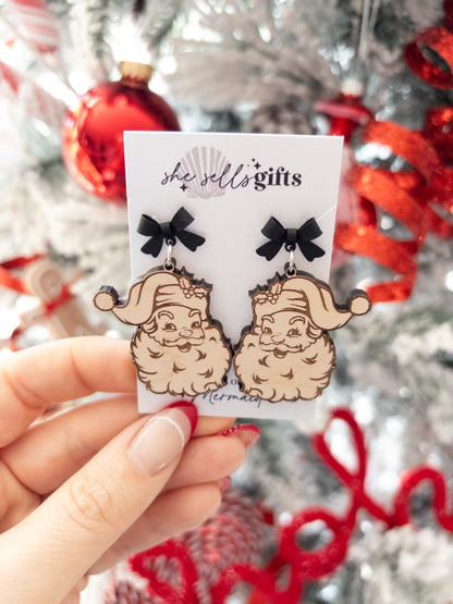 Vintage Retro Santa Earrings