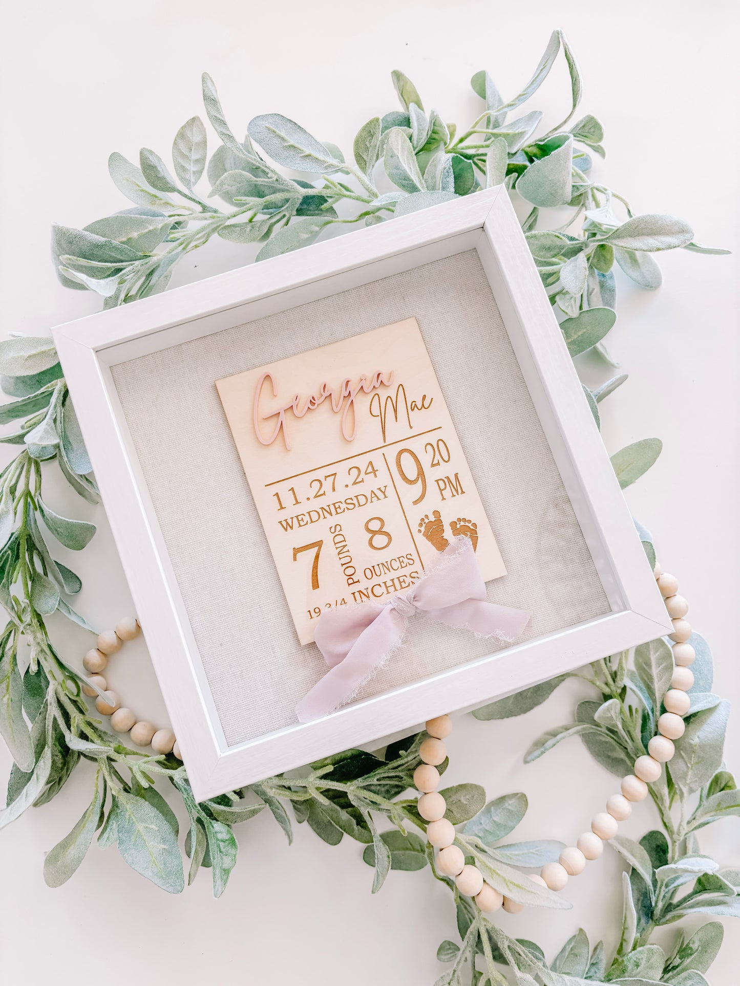 Baby Birth Stats Shadow Box