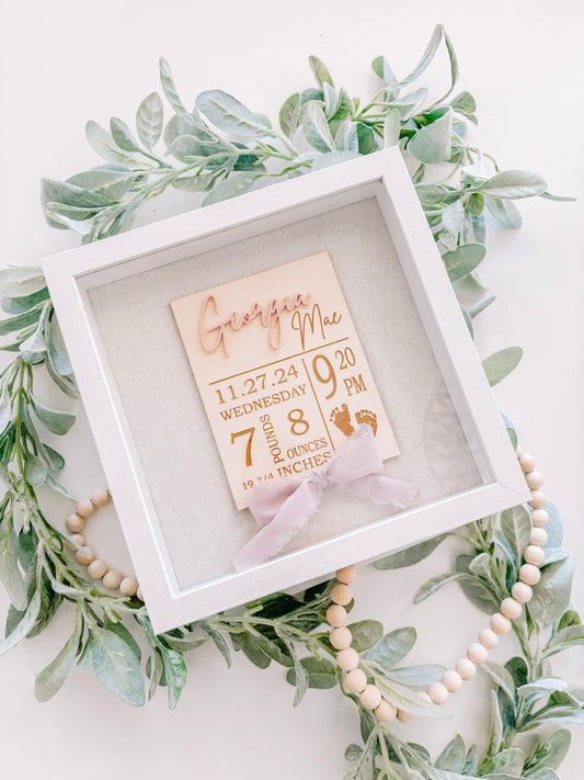 Baby Birth Stats Shadow Box