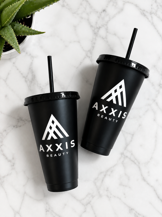 Axxis White Logo Black Plastic Tumbler with lid
