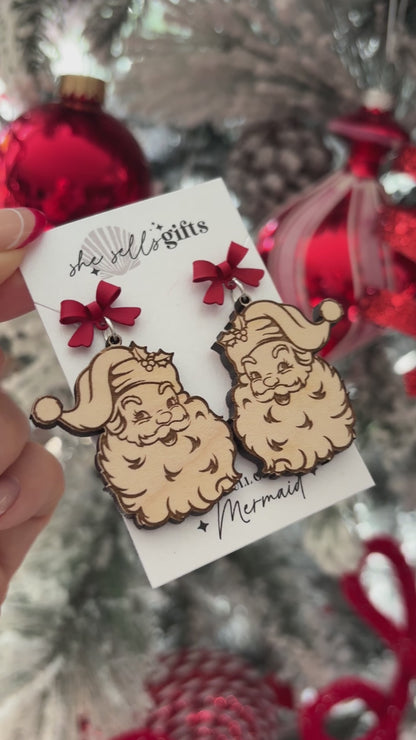 Vintage Retro Santa Earrings