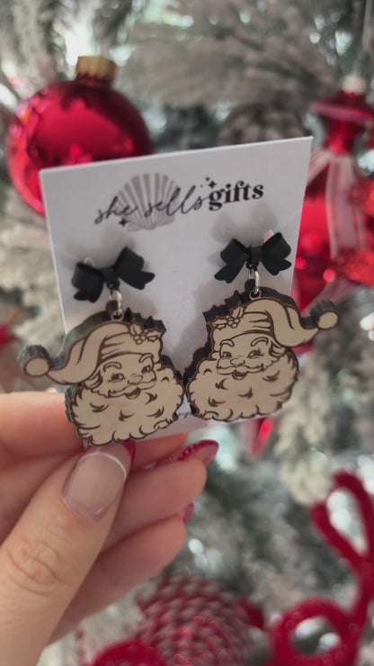 Vintage Retro Santa Earrings