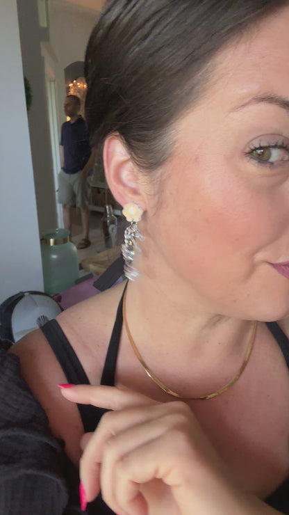 Dangle seahorse chunk glitter earrings